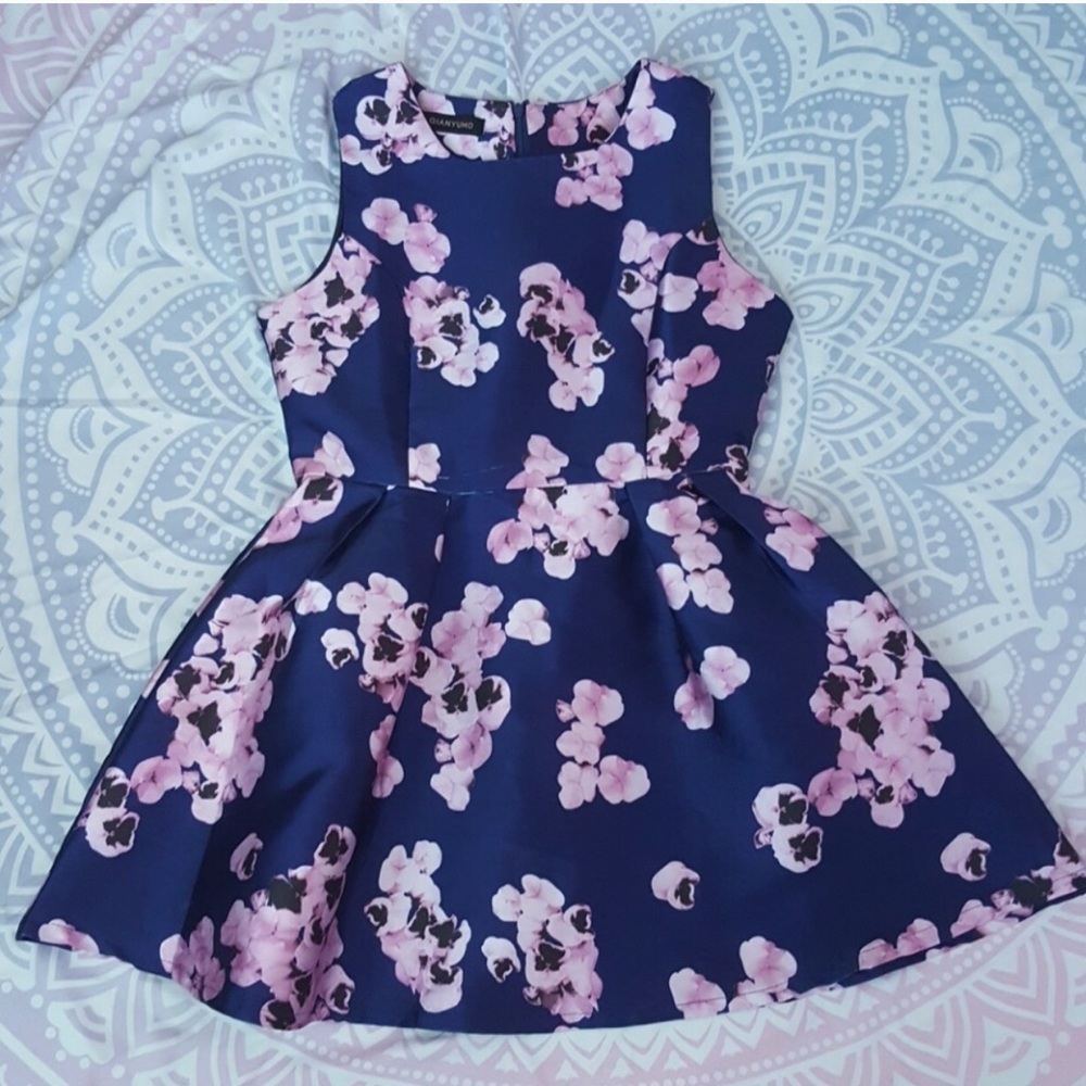 NEW Navy blue floral pink dress